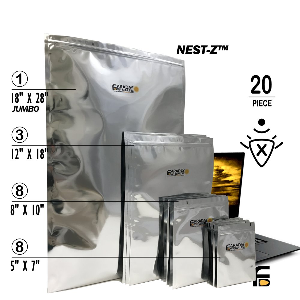 20pc Large Kit NEST-Z EMP 7.0 mil Faraday Bags – Practical